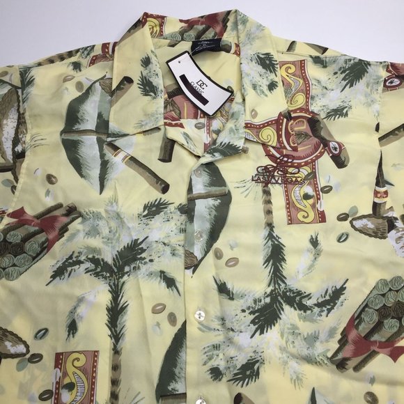 DC Classic Men's Yellow Hawaiian Shirt Las Vegas Palms Cigars Size XL Ex Large - Picture 5 of 9